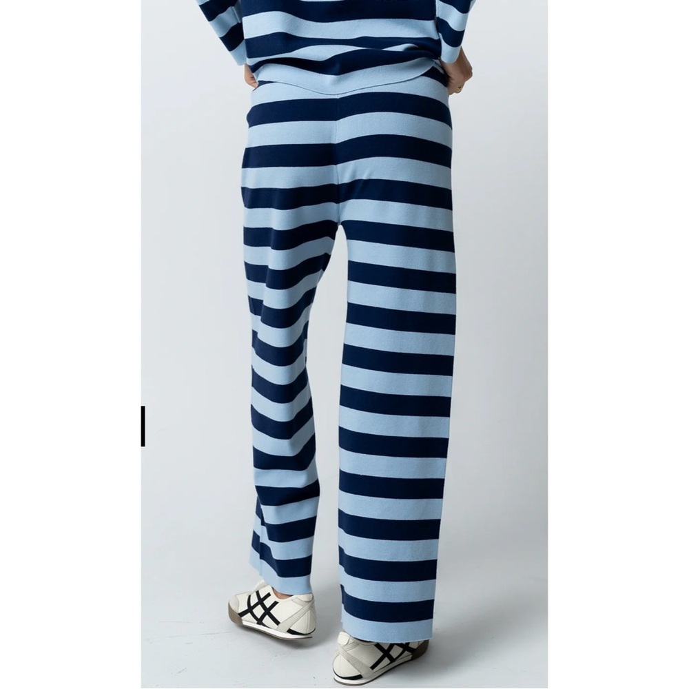 BOHME Joey Striped Wide Leg Pants in Navy Size XL Worn Once - Picture 3 of 9